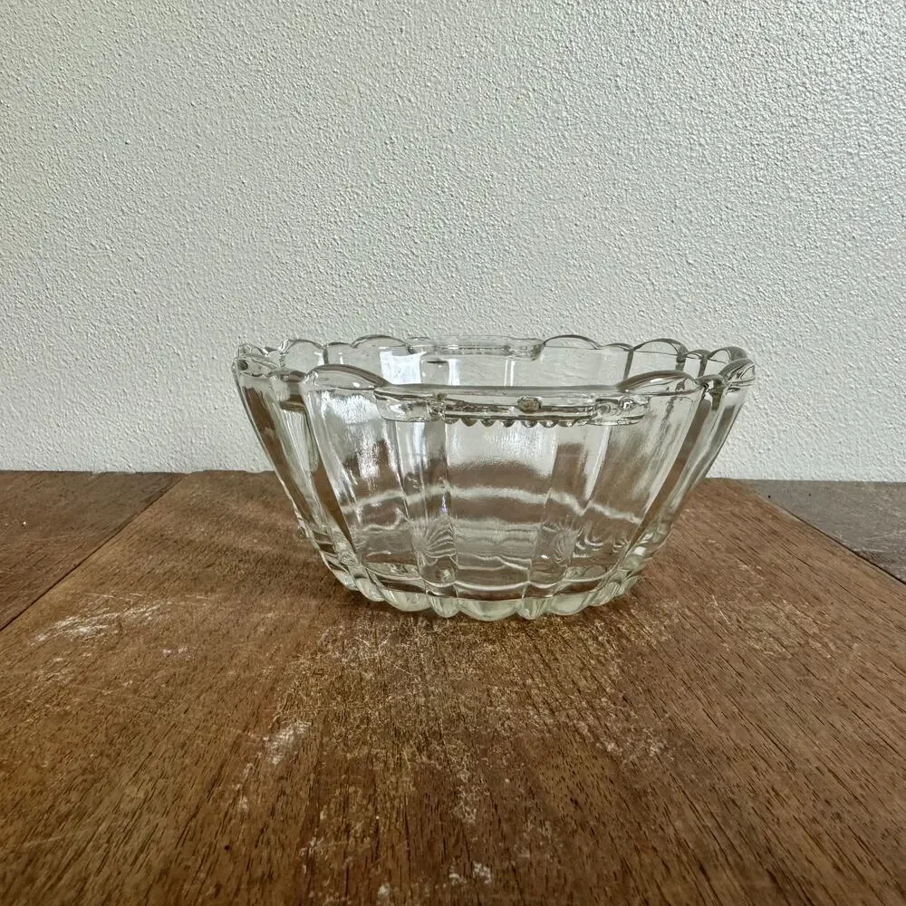 Vintage Clear Pressed‎ Molded Glass Dish with handles MISSING LID